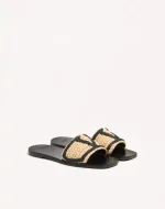 Valentino Viva Superstar Slide Sandal In Raffia With Crochet Embroidery - Image 5